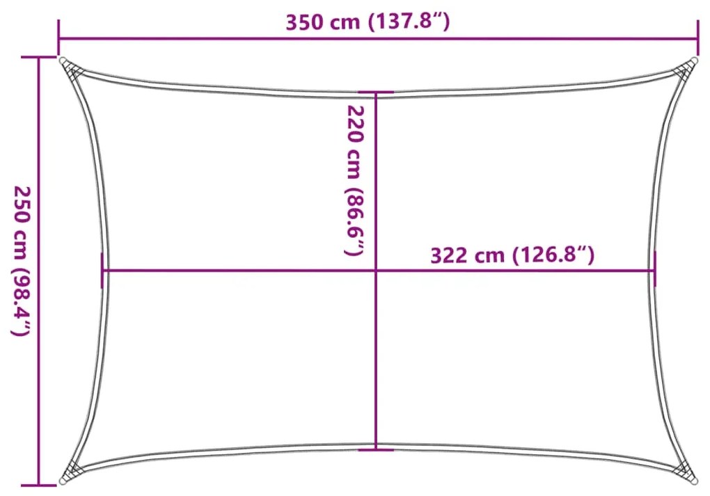 Para-sol estilo vela 3,5x2,5 m oxford 100% poliéster cor areia