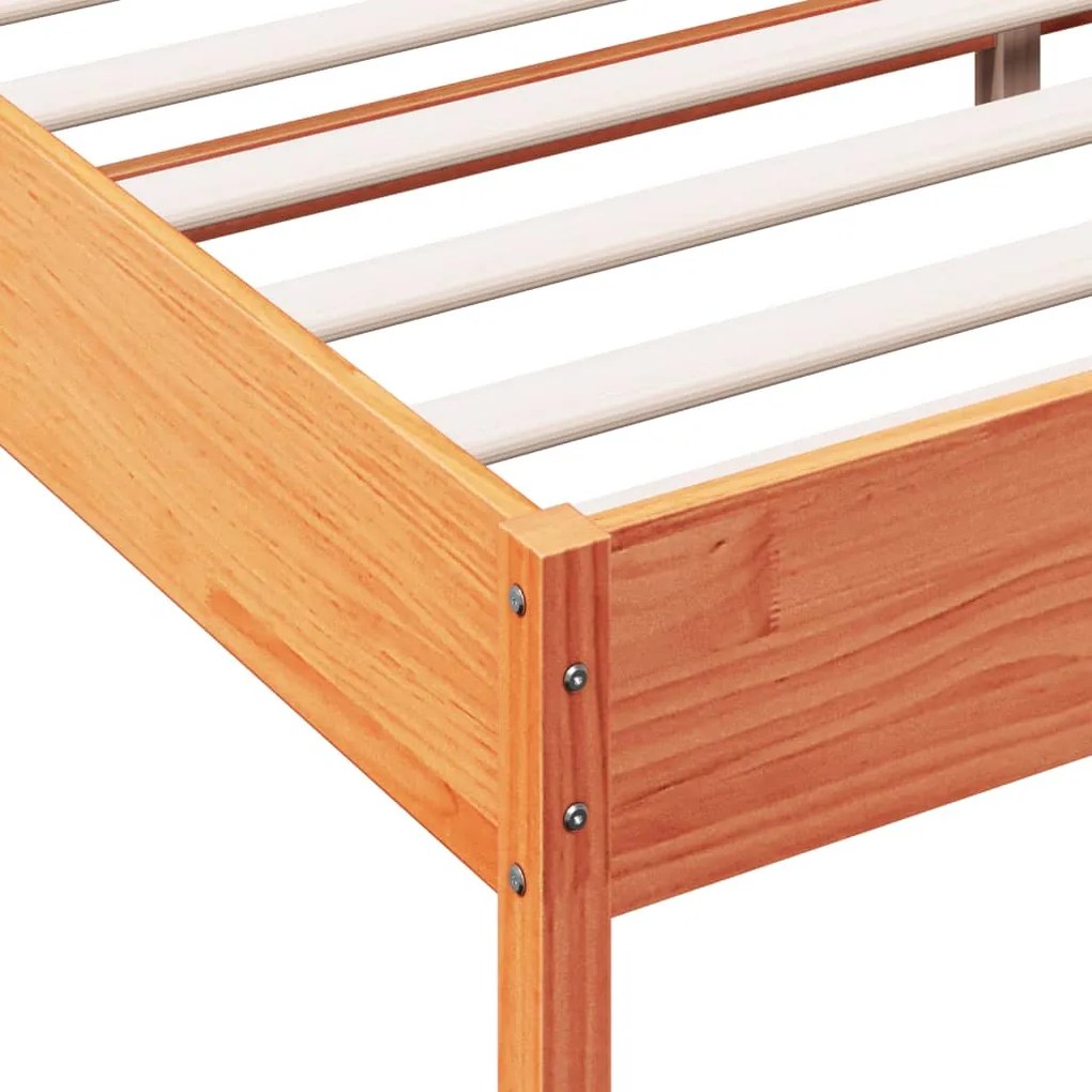 Cama sem colchão 120x190 cm madeira pinho maciça castanho-mel