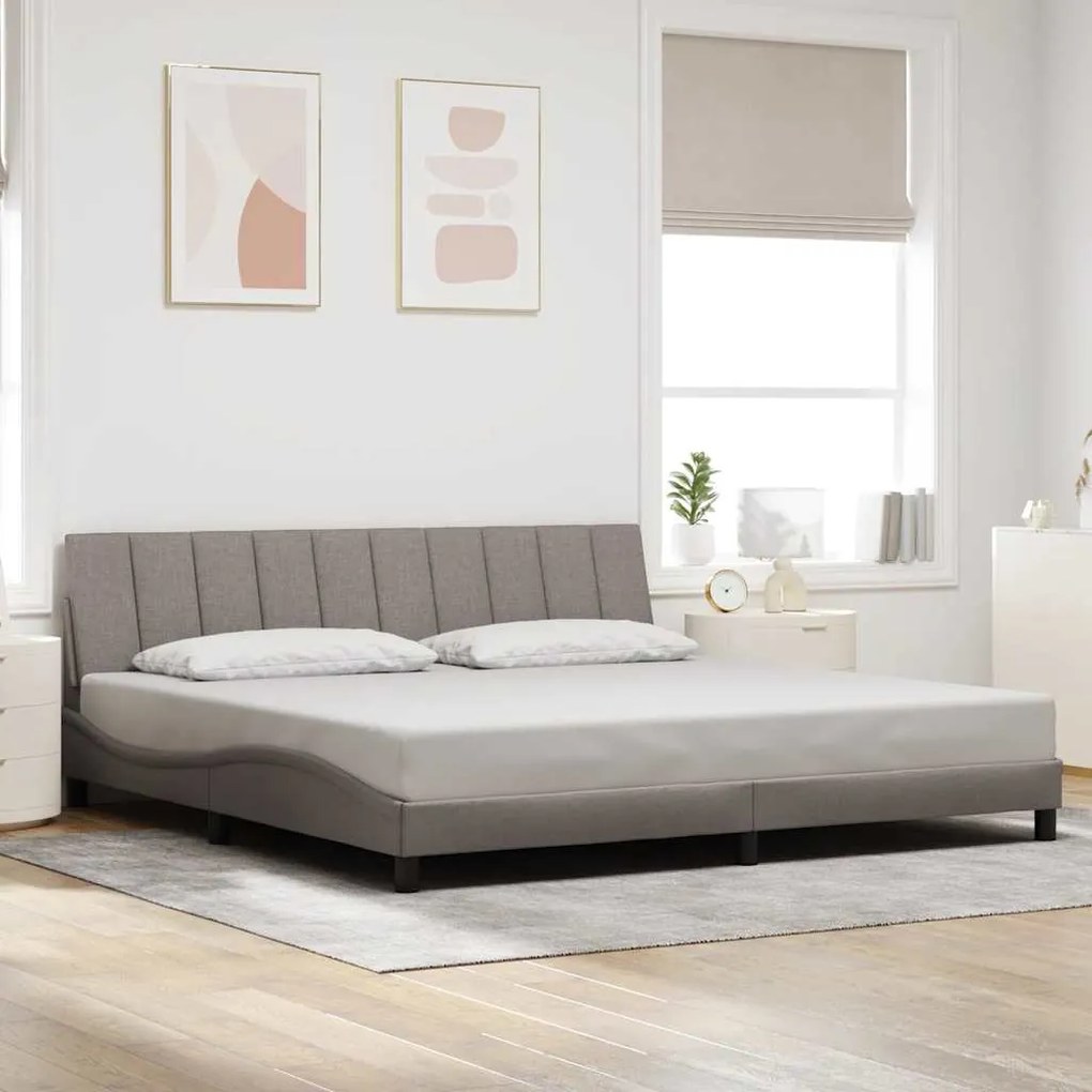 vidaXL Cama sem colchão 200x200 cm tecido cinzento-acastanhado
