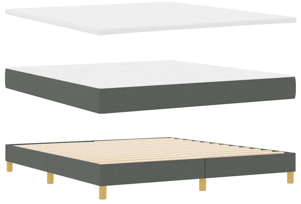 Cama Box Spring com Colchão e LED Cinza Escuro 180x200 cm Tecido