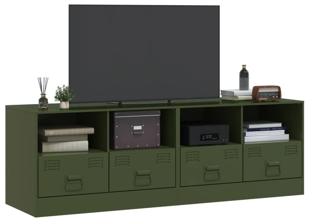 Móveis de TV 2 pcs 67x39x44 cm aço verde azeitona