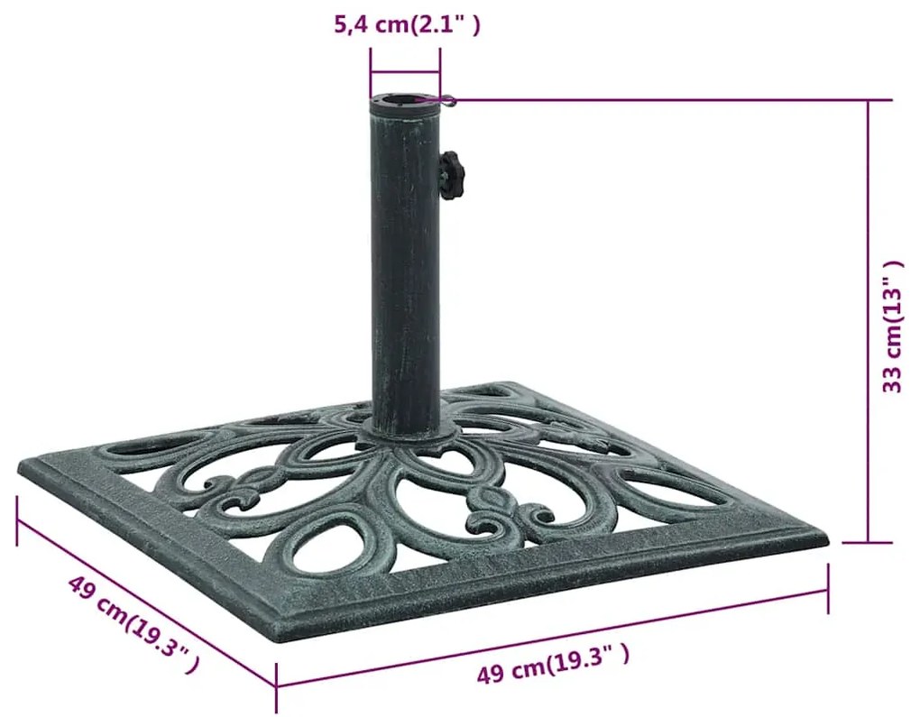 Base para guarda-sol 12 kg 49 cm ferro fundido verde