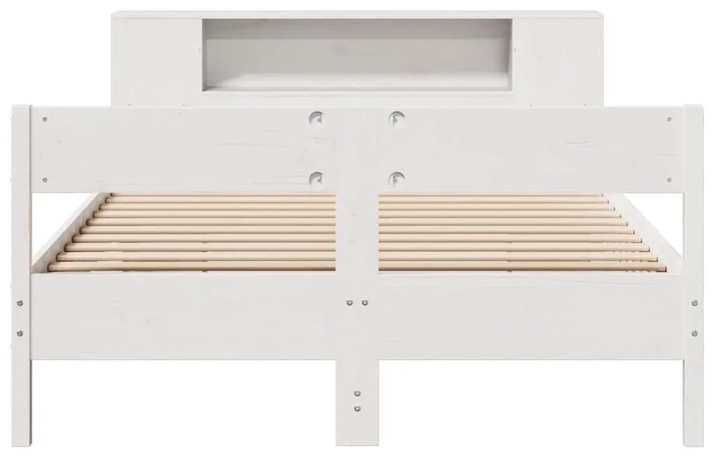 Cama com estante sem colchão 120x190 cm pinho maciço branco