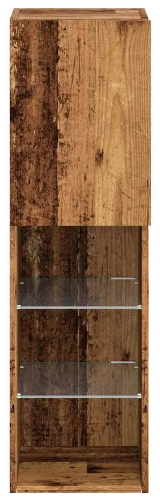 Móveis de TV com luzes LED 2 pcs 30,5x30x102 cm madeira velha