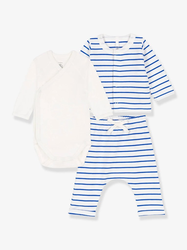 Conjunto de 3 peças em moletão leve, da Petit Bateau branco