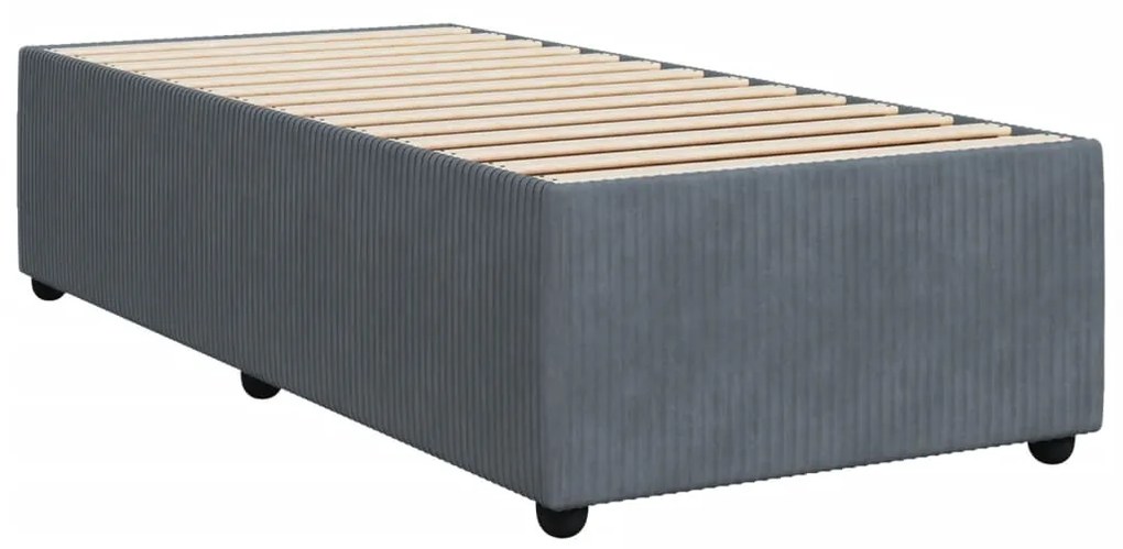 Cama com molas/colchão 90x200 cm veludo cinza-escuro