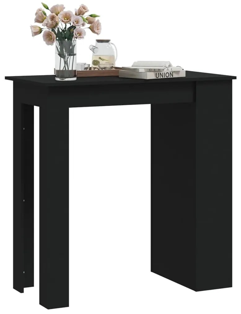 Mesa de Bar Amber com 3 Prateleiras de 102 cm - Preto - Design Moderno