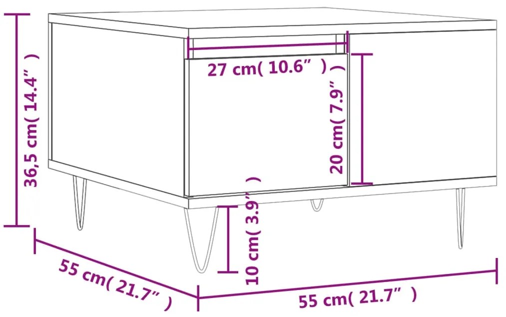 Mesa de centro 55x55x36,5 cm derivados de madeira cinza sonoma