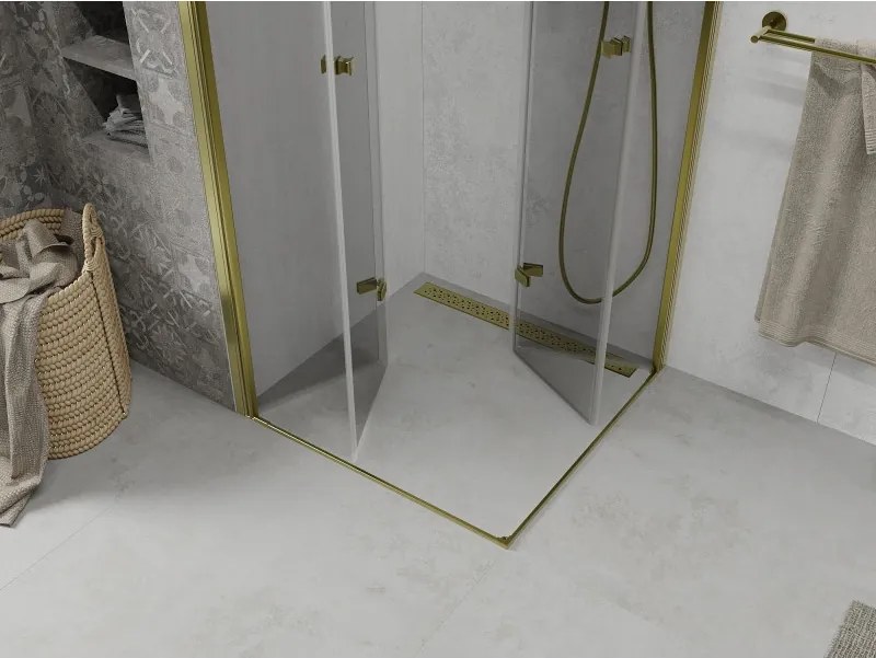Mexen Lima Cabine de duche dobrável Duo 90 x 90 cm, transparente, dourada - 856-090-090-50-00-02