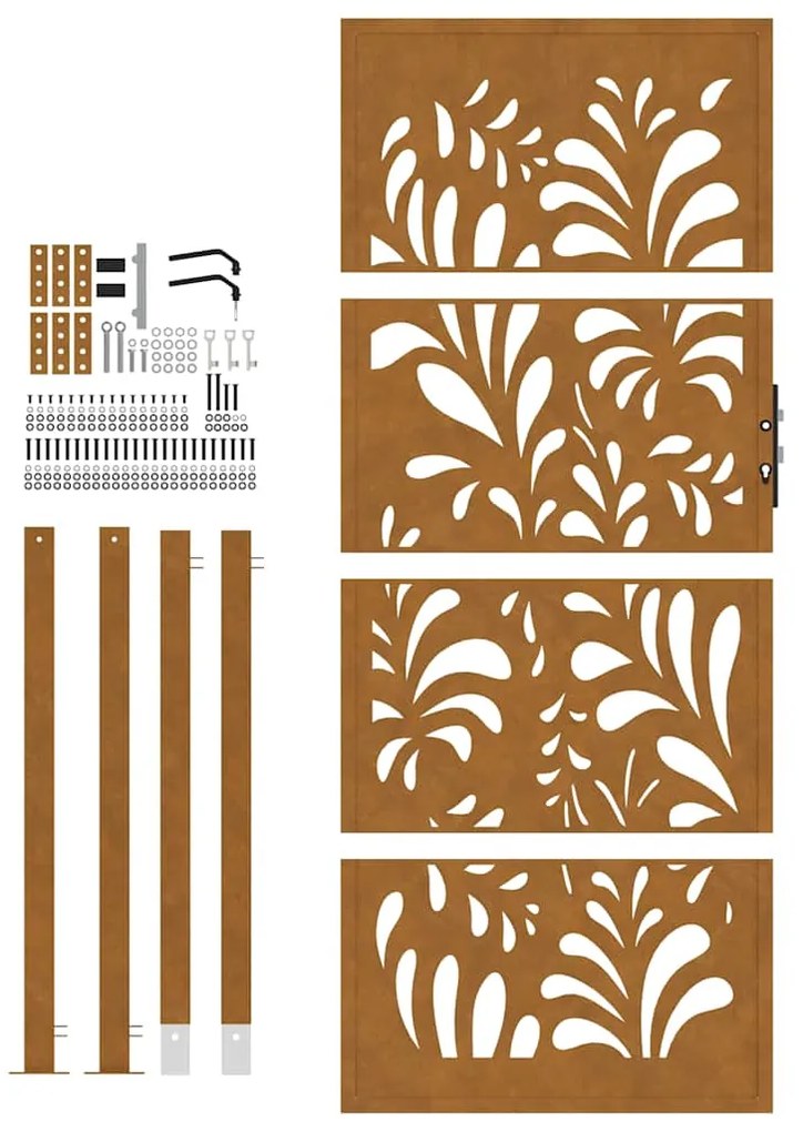 Portão de jardim 105x205 cm projeto de onda de aço resistente