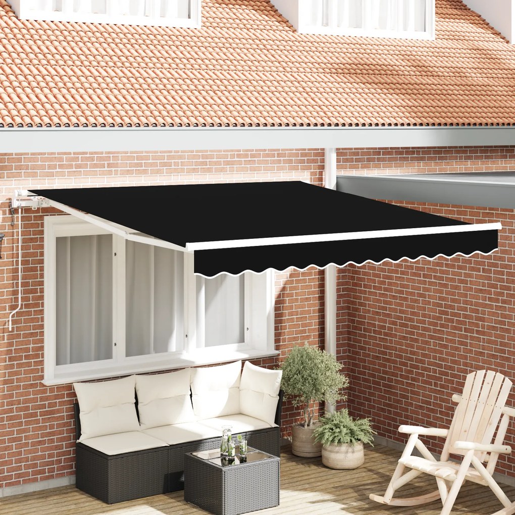 vidaXL Toldo Retrátil Automático Preto 350x250 cm