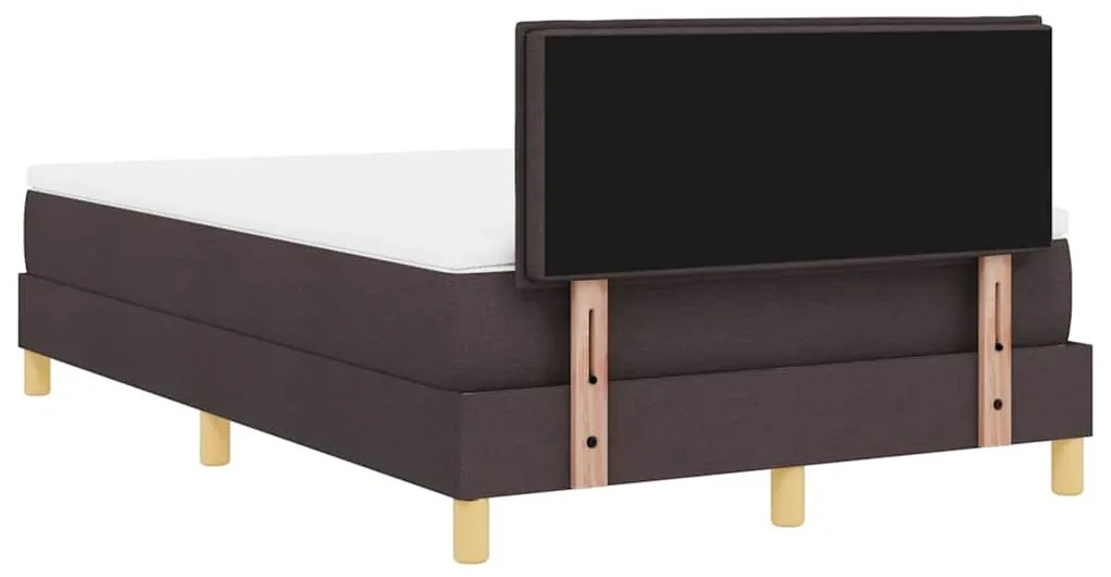 Cama Box Spring com Colchão e LED Castanha Escura 120x200 cm Tecido