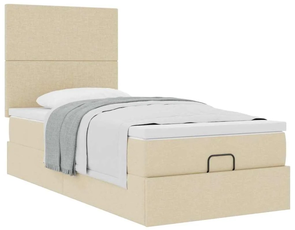 Cama otomana com colchão 90x200 cm tecido creme