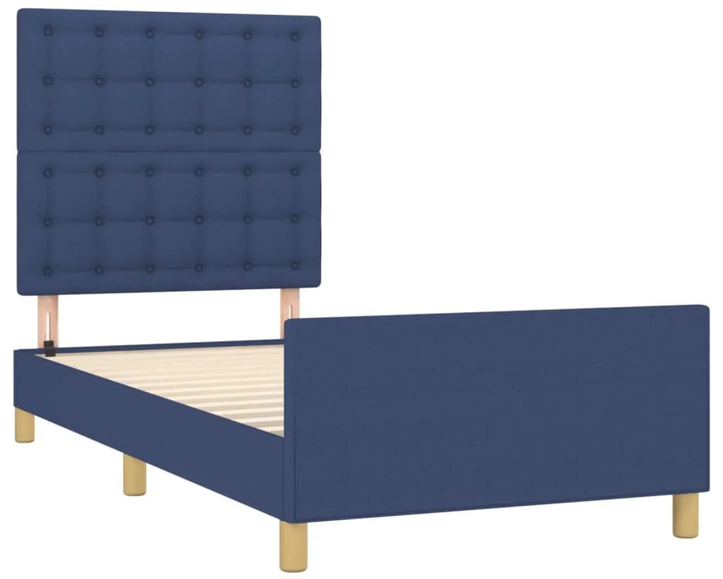 Estrutura de cama sem colchão 90x200 cm tecido azul