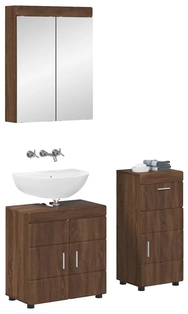 vidaXL Conjunto de Móveis para Banheiro TULUM Carvalho Marrom