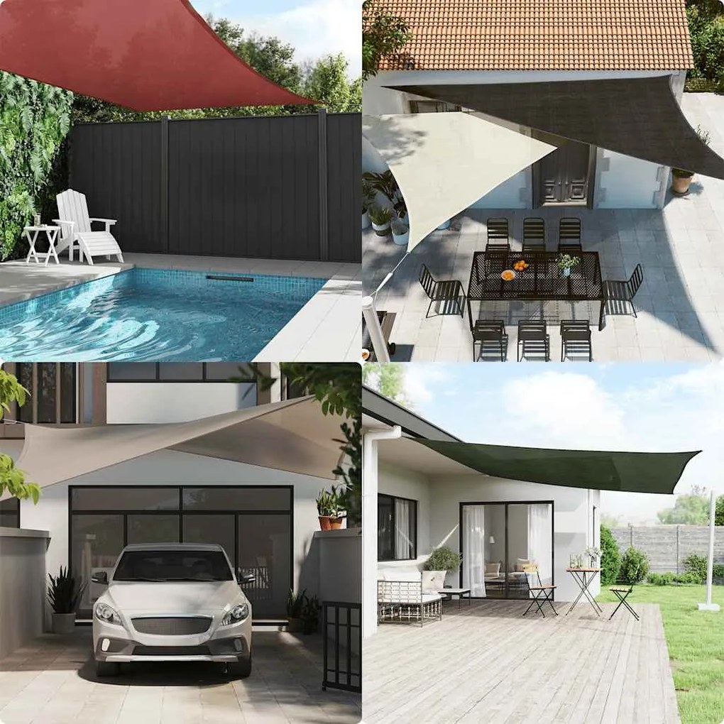 Para-sol estilo vela triangular 160 g/m² 4x4x4m PEAD areia