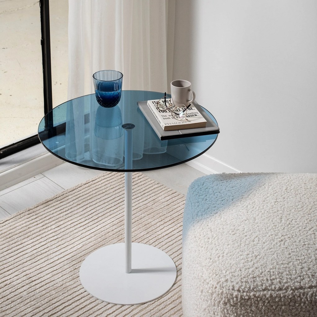 Mesa de Apoio Chill-Out - Branca e Azul - 50x50x50 cm