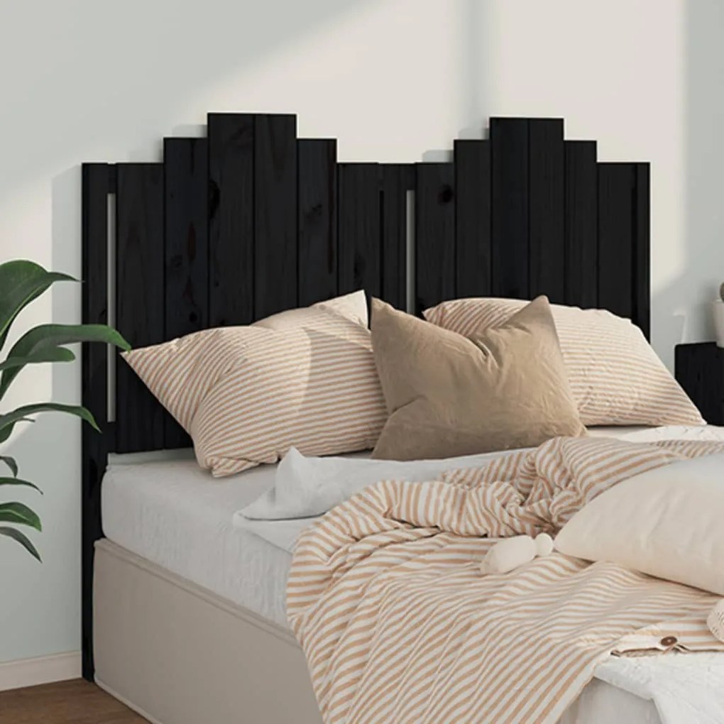 vidaXL Cabeceira de cama 146x4x110 cm pinho maciço preto