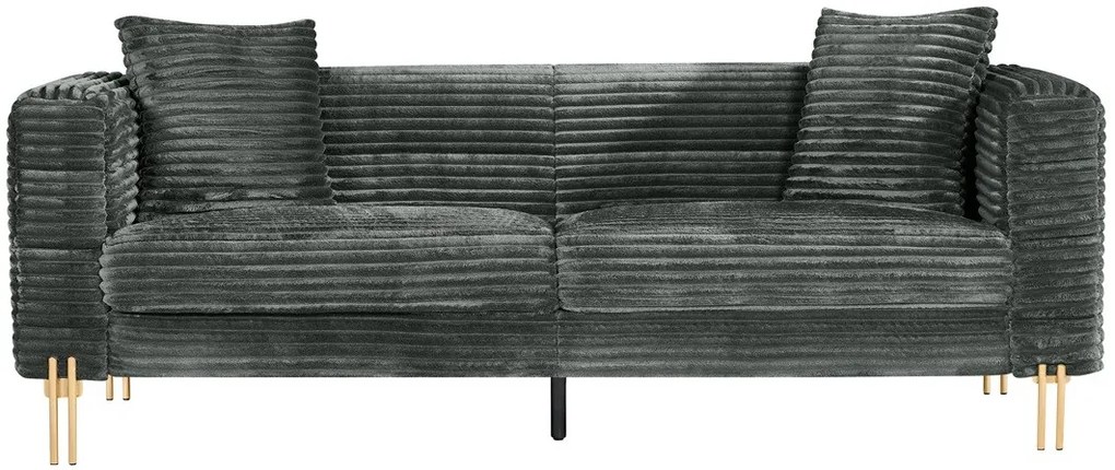 Sofá LARIOS, 3 lugares, 208 x 84 x 71 cm tecido corduroy cinza