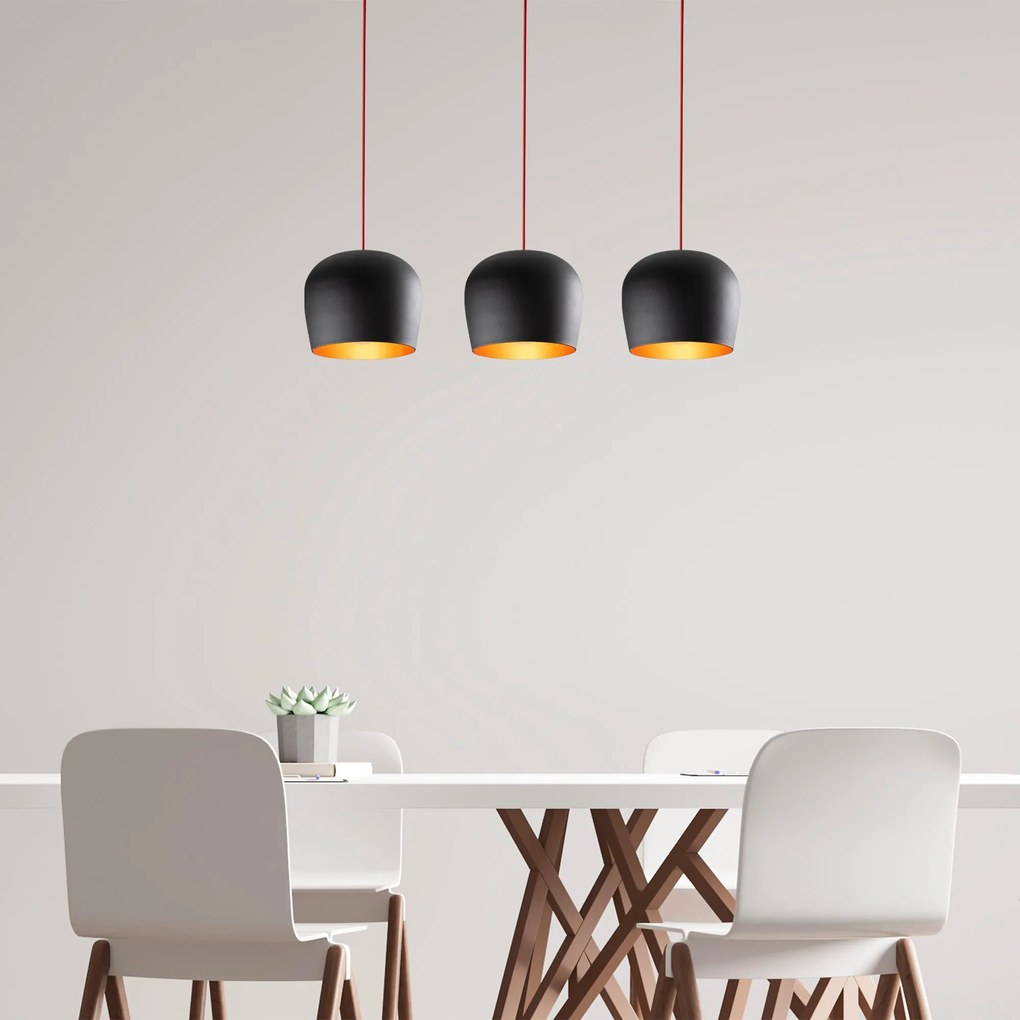 Chandelier Berceste – Preto e Vermelho – 74 x 22 cm