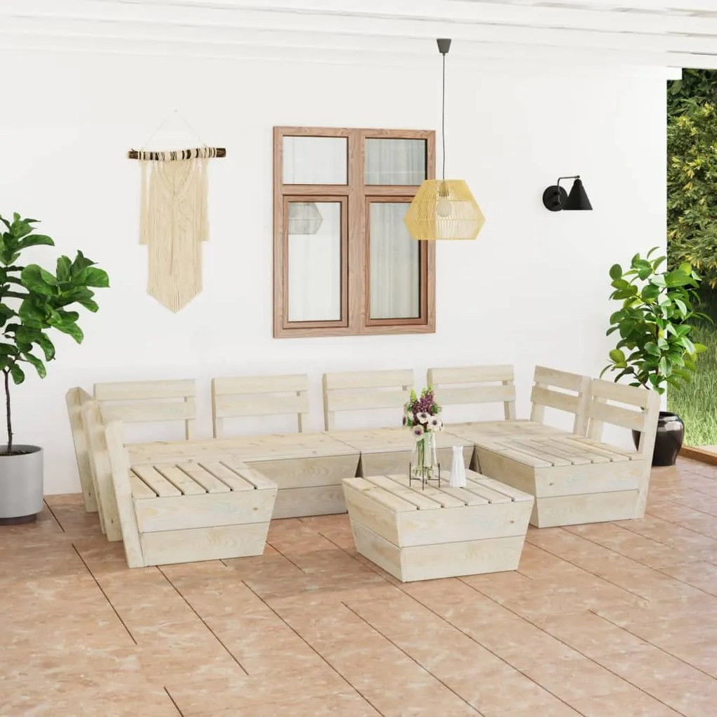 vidaXL 7 pcs conjunto lounge de paletes madeira de abeto impregnada