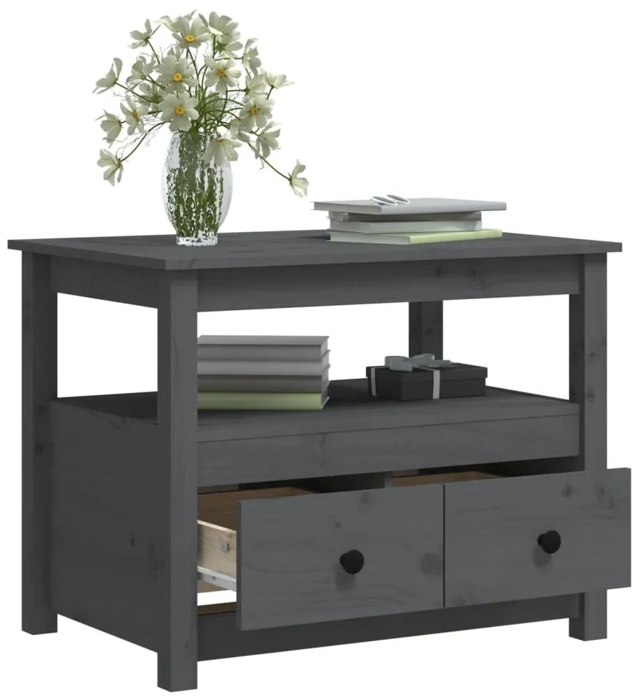 Mesa de centro 71x49x55 cm pinho maciço cinza