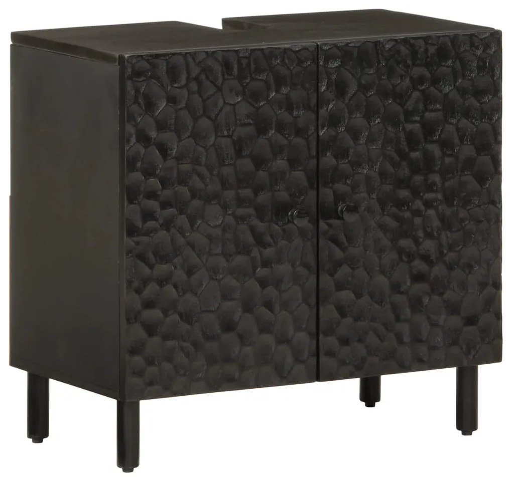 vidaXL Armário para lavatório 62x33x58 cm mangueira maciça preto