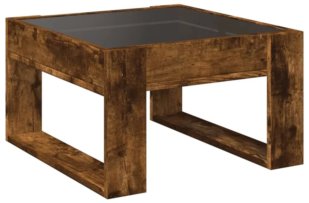 Mesa de centro luzes LED Infinity 50x53x30 cm carvalho fumado