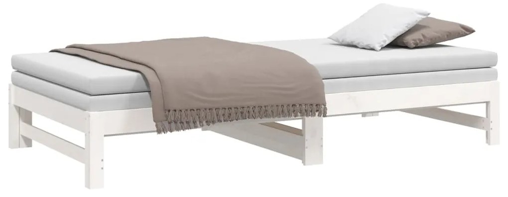 Sofá-cama de puxar 2x(90x200) cm pinho maciço branco