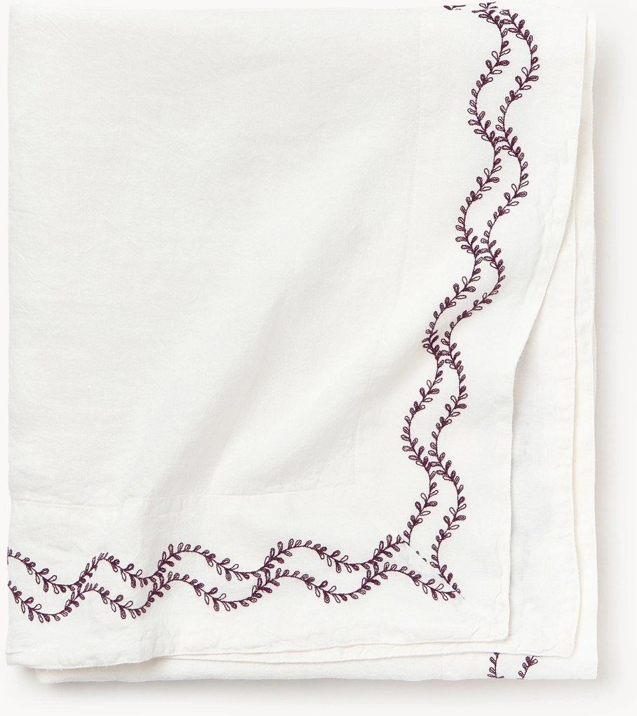 Toalha de mesa em linho lavado com bordado artesanal Ivy