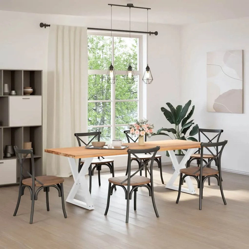 Pés para mesa de jantar 2 peças, branco, 80x(72-73,3) cm, aço