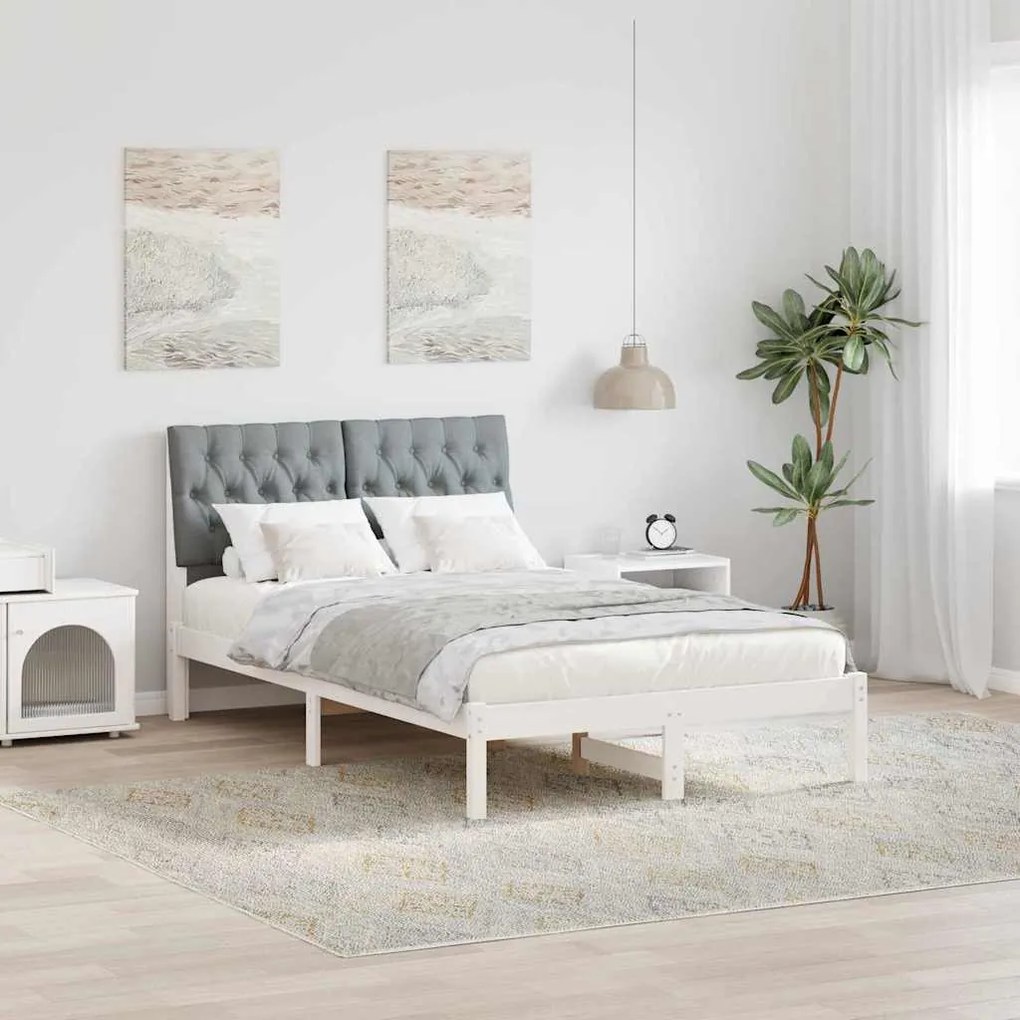 vidaXL Estrutura de Cama com Cabeceira Estofada Branco 120 x 190 cm