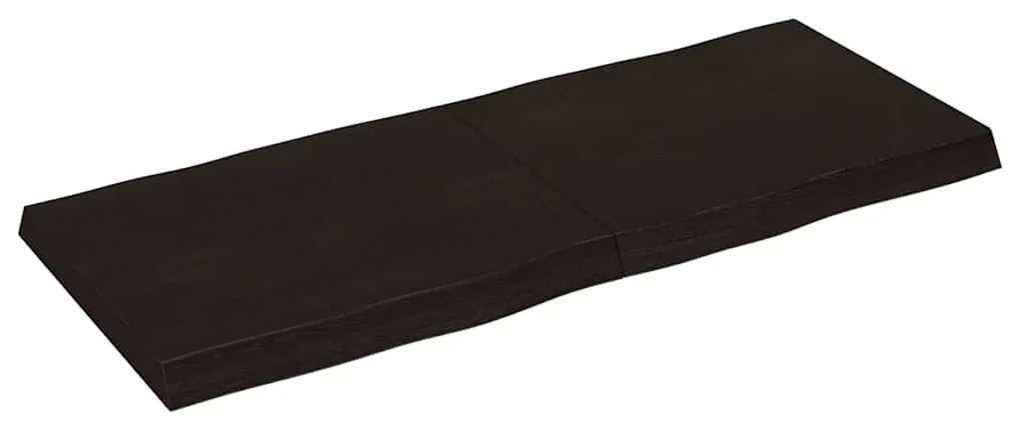 Tampo de mesa com bordas vivas maciço tratado castanho-escuro