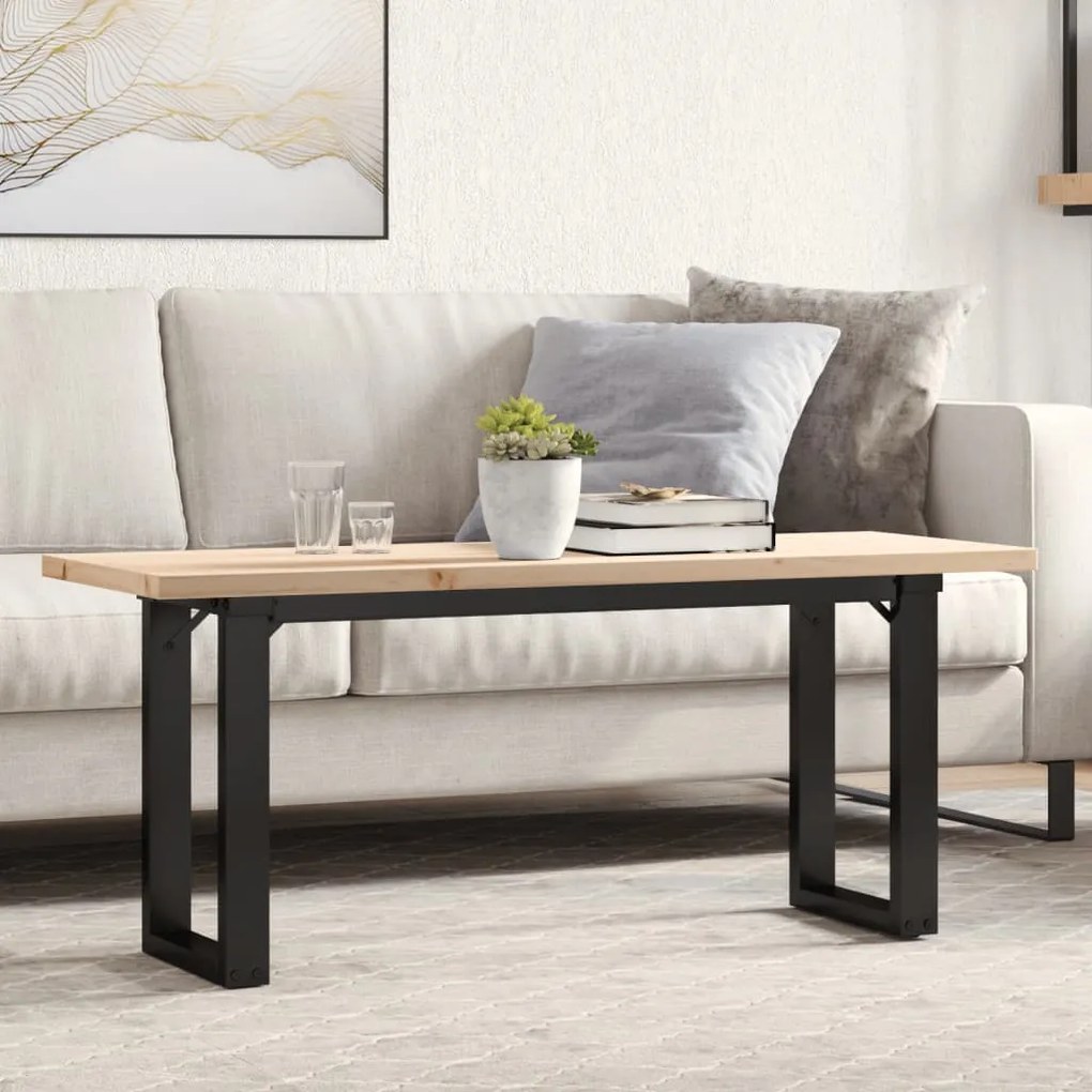 Mesa de centro estrutura em O 110x40x45,5cm pinho/aço