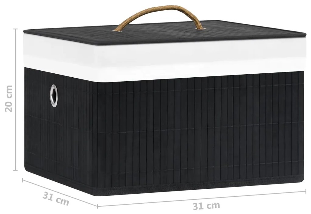 Caixas de arrumação 4 pcs bambu preto