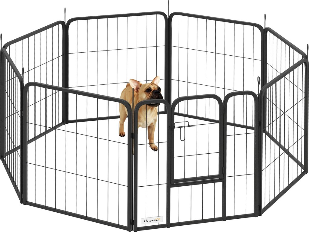 Parque para cães, cercado modular e dobrável de 8 painéis 56 x 60 x 1,5 cm (CADA PAINEL) em aço com porta, para cães de pequeno porte, uso interior e