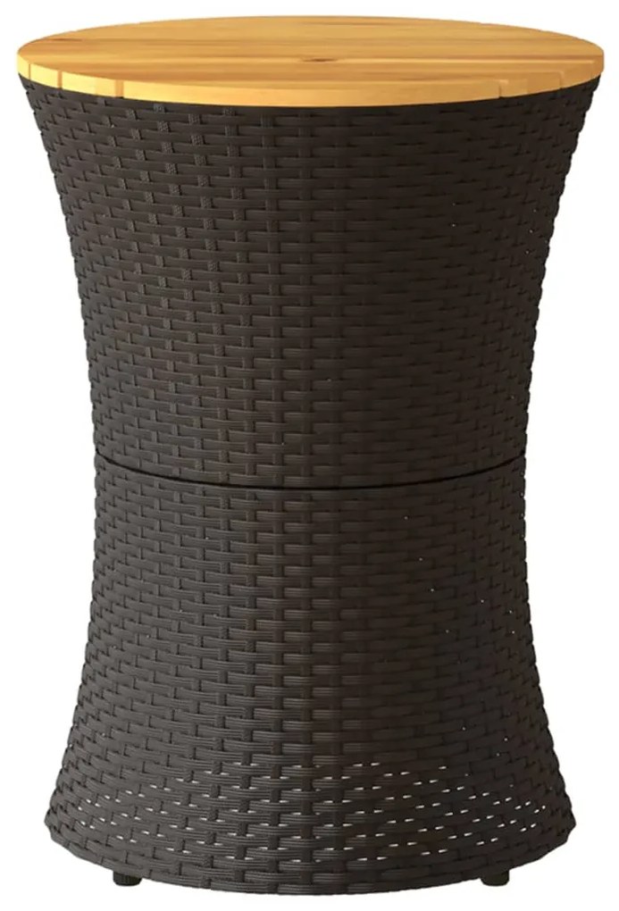Mesa de apoio formato de djembé vime PE/madeira maciça preto