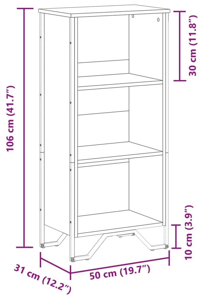 Estante 50x31x106 cm derivados de madeira cinzento sonoma