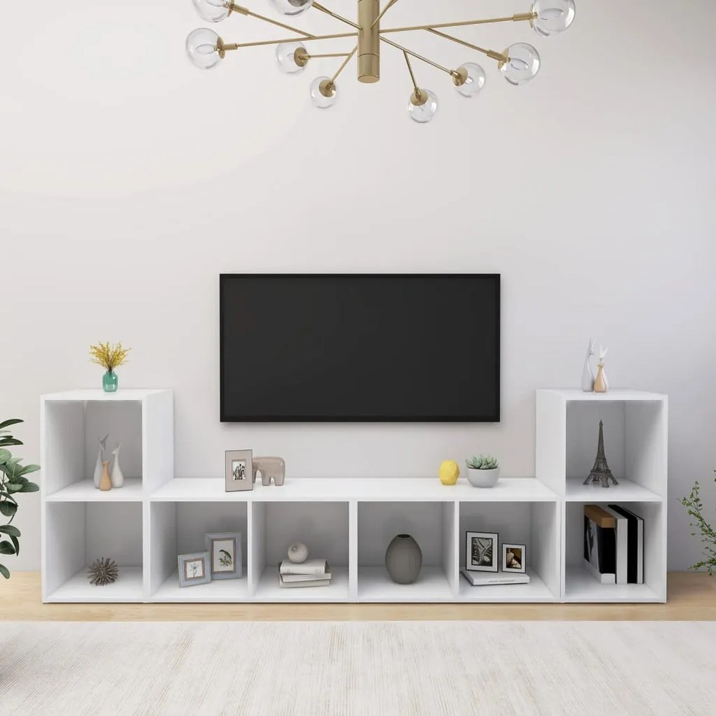 Móveis de TV 4 pcs 72x35x36,5 cm derivados de madeira branco