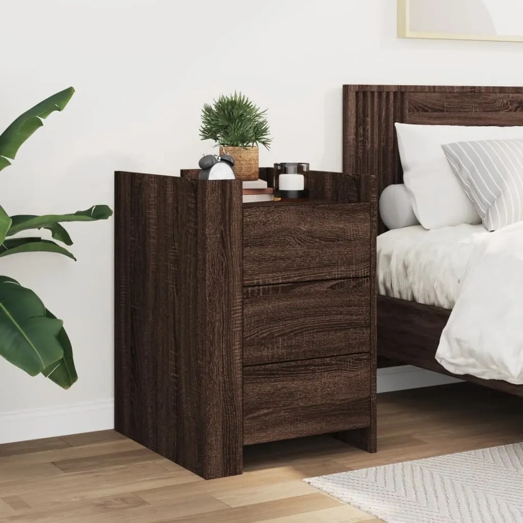 Mesa cabeceira 45x50x65 cm derivados madeira carvalho castanho