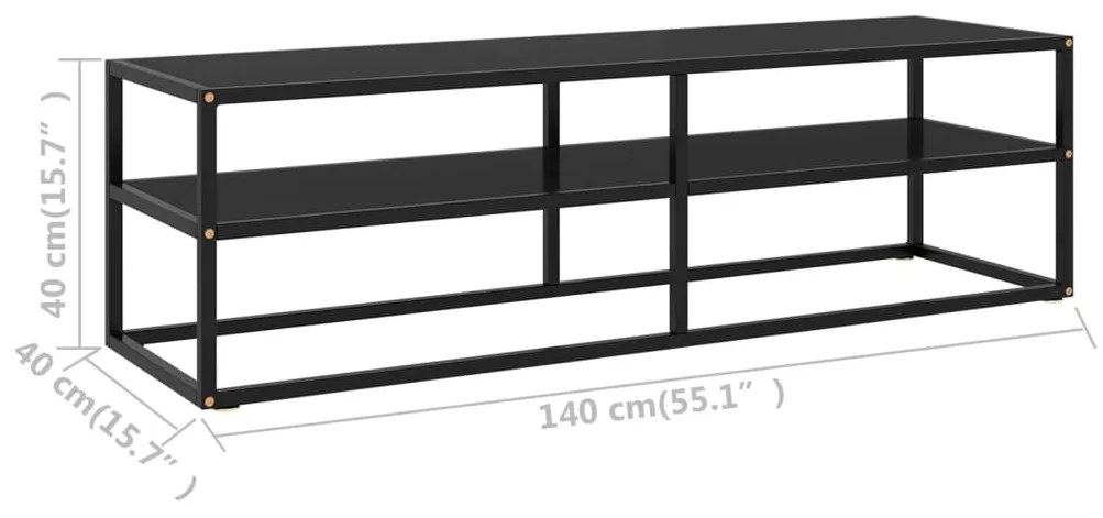 Móvel de TV 140x40x40 cm vidro preto