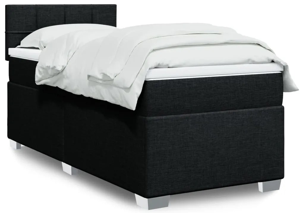 vidaXL Cama com molas/colchão 100x200 cm tecido preto