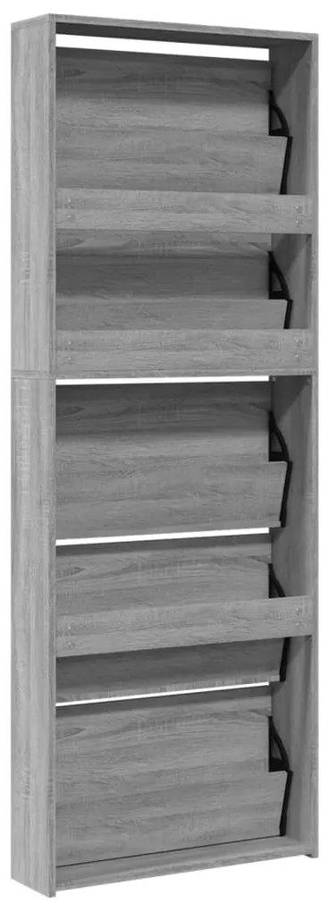 Sapateira com espelho 5 divisórias 63x17x169,5 cm cinza sonoma