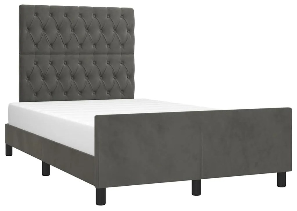 Estrutura de cama sem colchão 120x190 cm Veludo cinza escuro