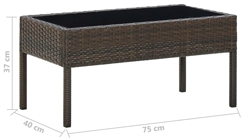 Mesa de jardim 75x40x37 vime PE castanho