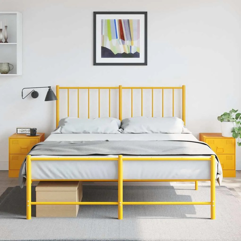 Mesas de cabeceira 2 pcs 34,5x39x44 cm aço amarelo