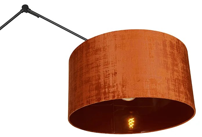Candeeiro de pé moderno preto com cúpula laranja 50 cm - Editor Moderno