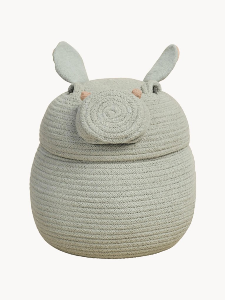 Cesto de arrumação artesanal com tampa Henry the Hippo