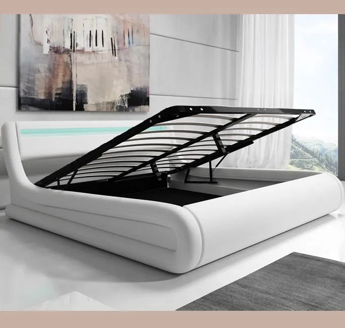 Cama Hidráulica com Arrumação "Riana" - 180x200 cm - Branco - Polipele
