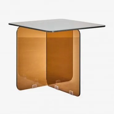 Mesa De Apoio Quadrada 50x50 Cm Em Vidro Eliana Castanho - Sklum